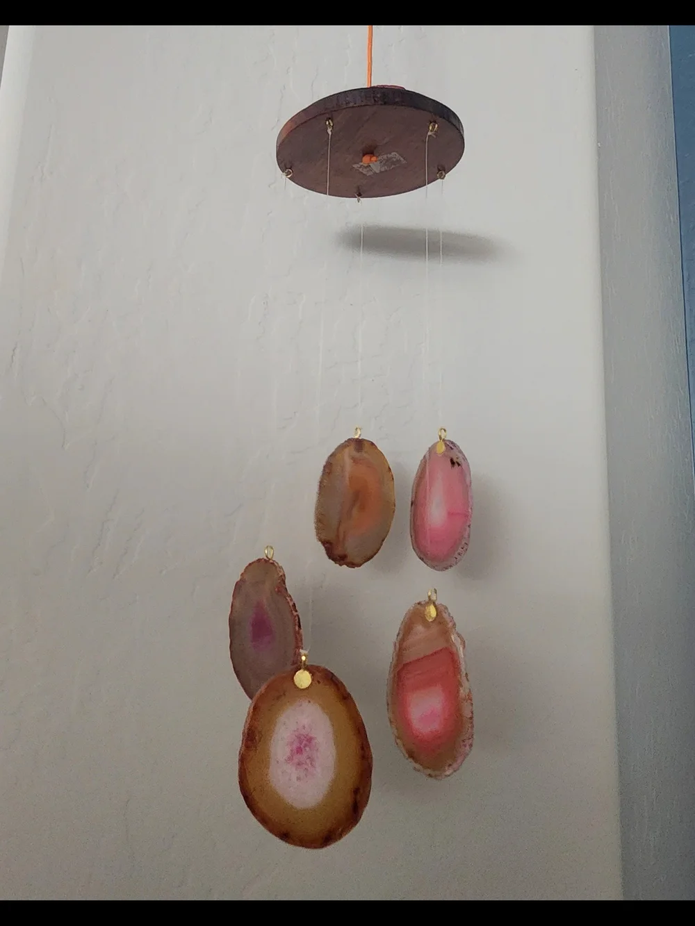 Handcrafted Pink Agate Hanging Wall Decor Mobile